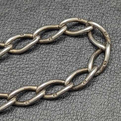 1899 British Antique Pure Silver (925 Silver) Double Albert Chain 57g Medal Fob